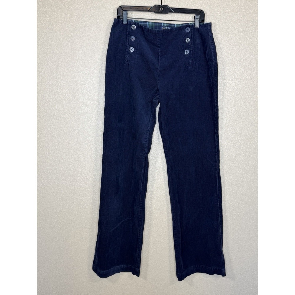 Nautica Jeans Co. Navy Women Corduroy‎ Sz 12 Sailor Y2K Vibes Wide Leg Pants